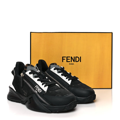 Fendi Nylon Lycra FF Womens Fendi Flow Low Top Sneakers 39 Black Silver Anthracite 8 of 8