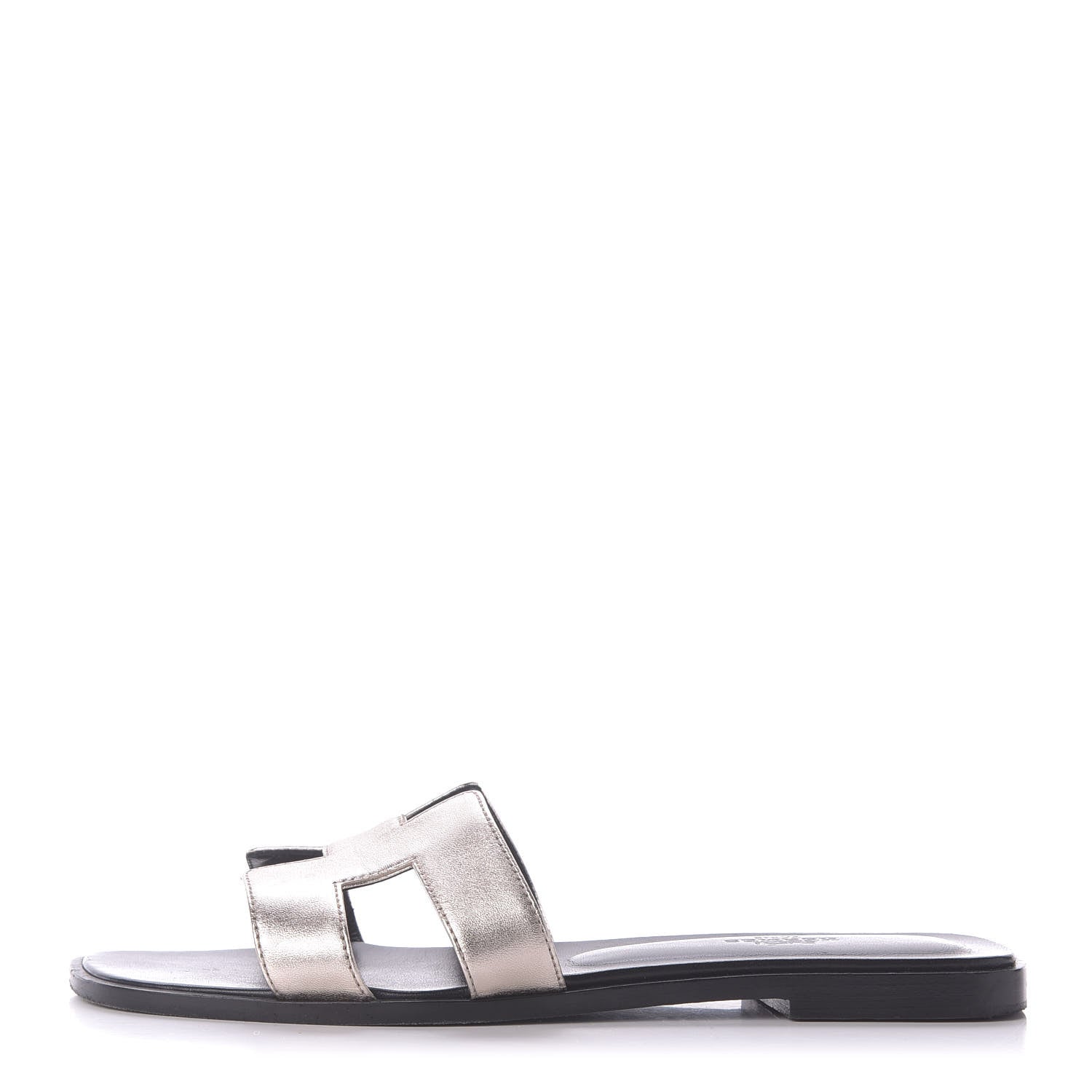Hermes Metallic Nappa Oran Sandals 37.5 Or Vieilli 1 of 10