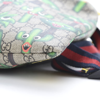 Gucci Soft GG Supreme Monogram Smiling Plants Childrens Drawstring Backpack Beige Ebony Multicolor Crop 9 of 9