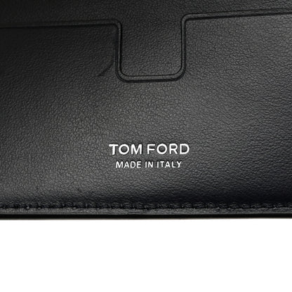 Tom Ford Glossy Calfskin Crocodile Embossed T Line Classic Bi-Fold Wallet Ink 6 of 7