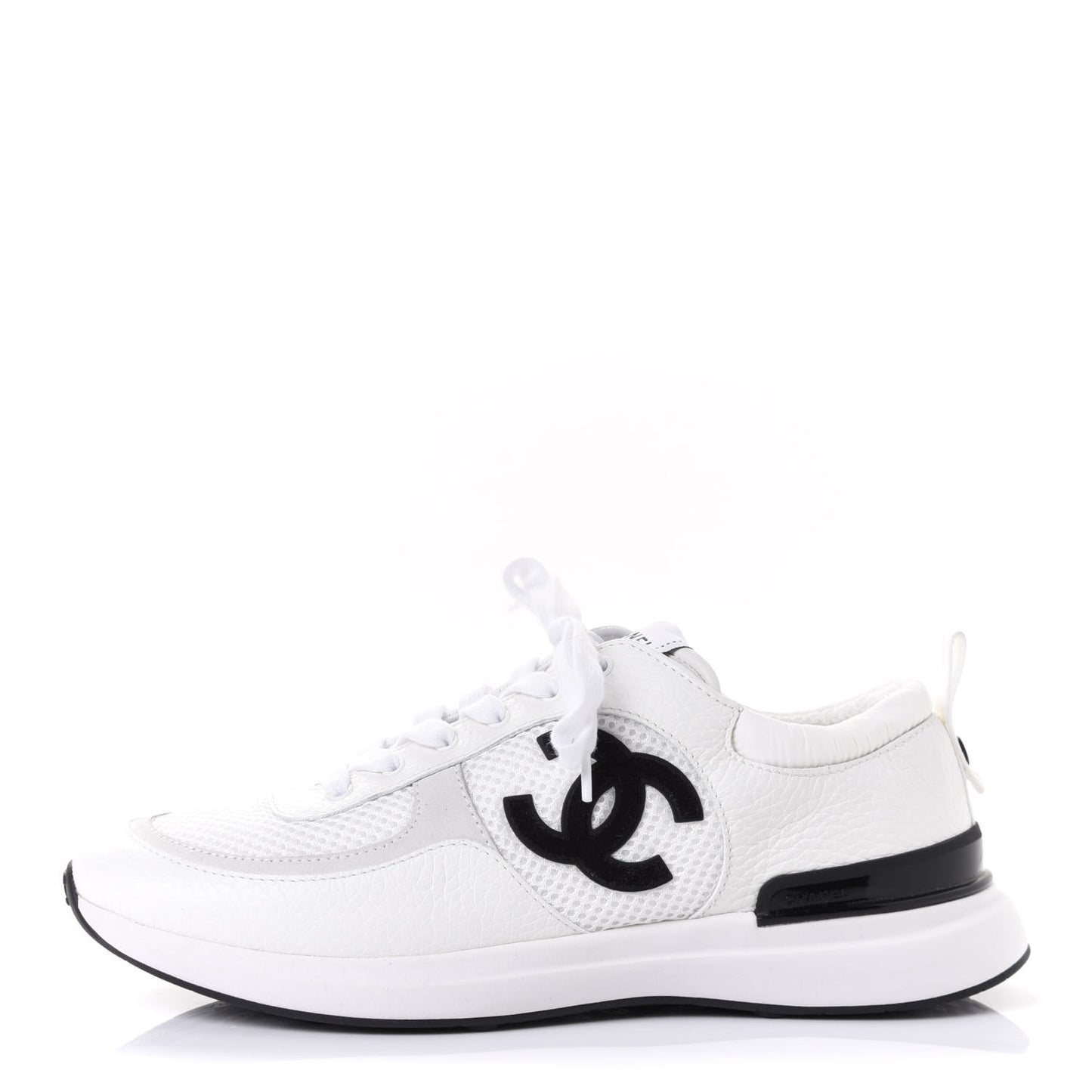 Calfskin Mesh Lycra Suede Womens Logo Sneakers 37.5 White