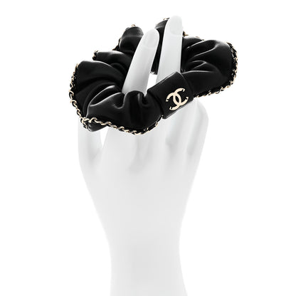 Chanel Lambskin Chain CC Hair Scrunchie Black Gold 2 of 5