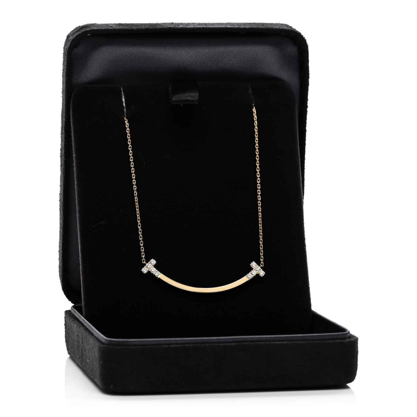 18K Yellow Gold Diamond .19ctw Medium T Smile Pendant Necklace
