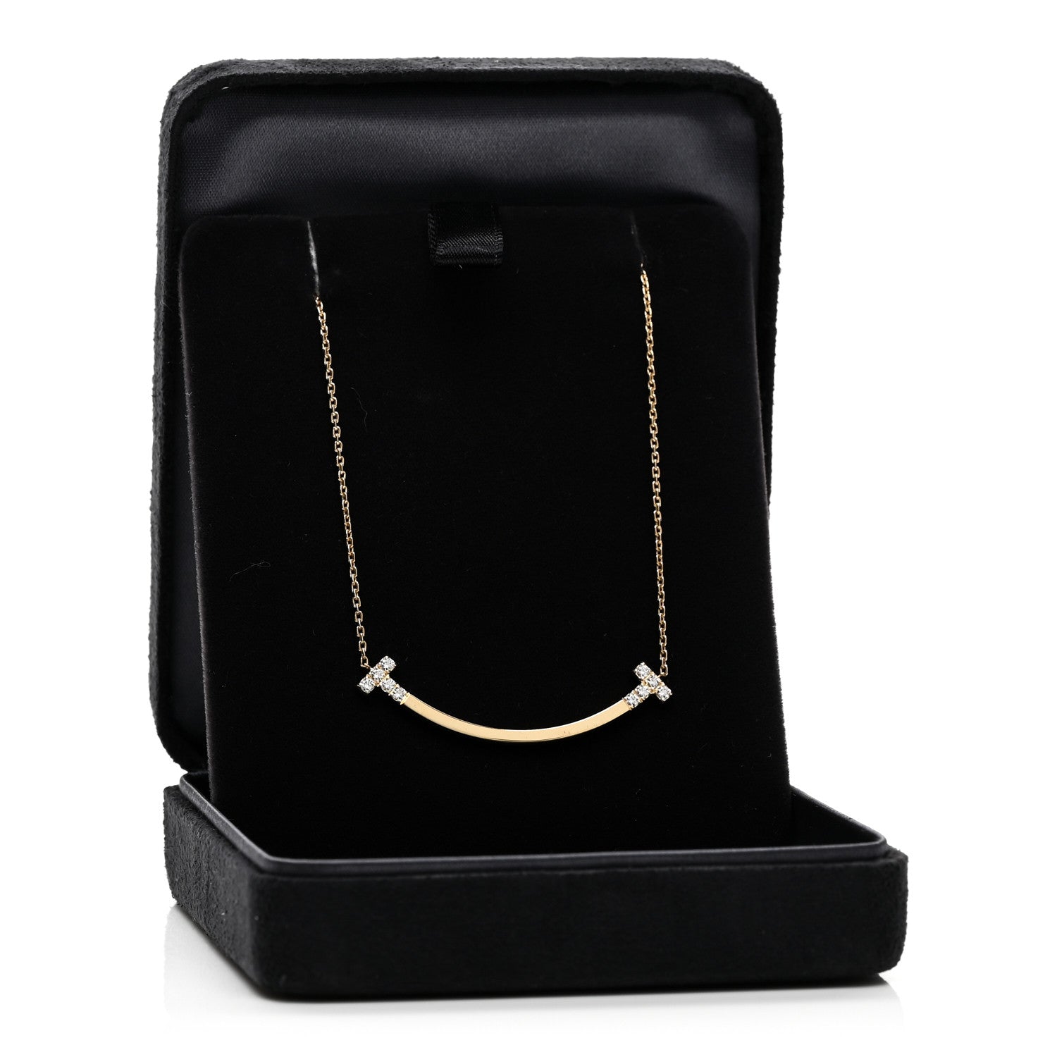 Tiffany 18K Yellow Gold Diamond .19ctw Medium T Smile Pendant Necklace 5 of 5