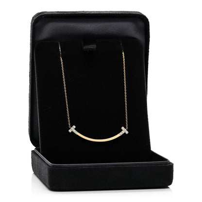Tiffany 18K Yellow Gold Diamond .19ctw Medium T Smile Pendant Necklace 5 of 5