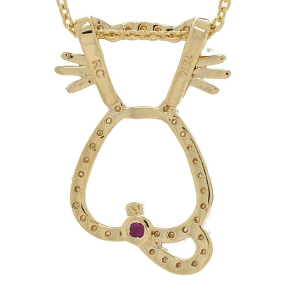 Roberto Coin 18K Yellow Gold Diamond Tiny Treasures Cat Pendant Necklace 5 of 6