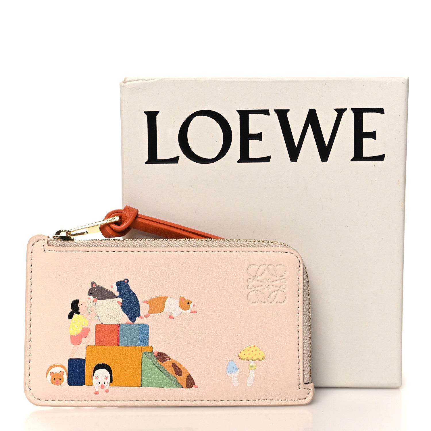 Loewe X SUNA FUJITA Satin Calfskin Hamster Zipped Card Coin Holder Talc 7 of 7