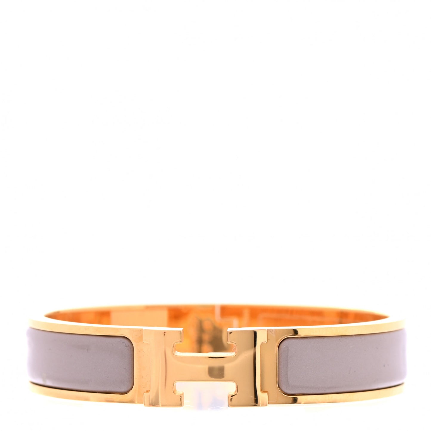 Enamel Narrow Clic Clac H Bracelet PM Marron Glace