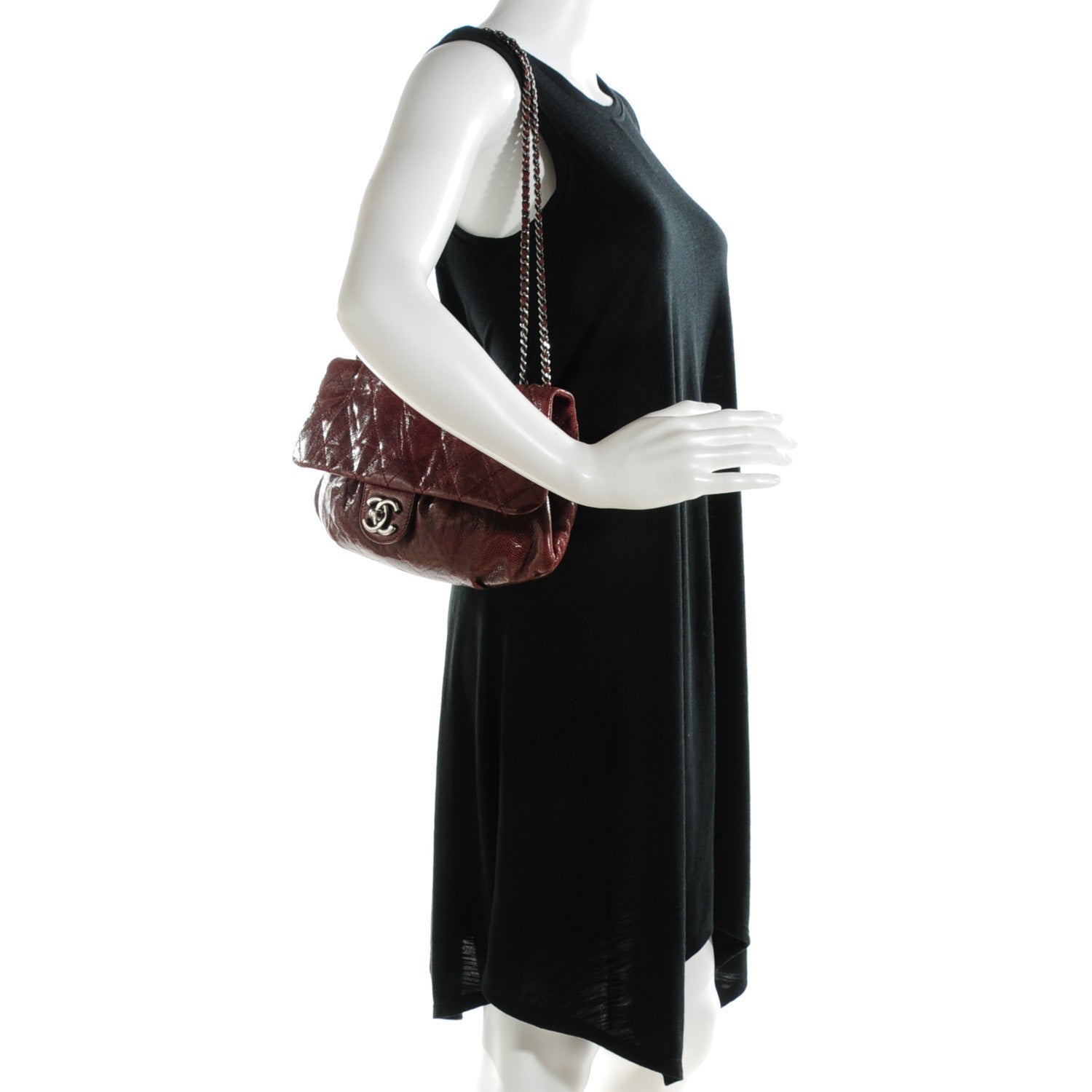 Chanel Grained Calfskin Quilted Medium Elastic Flap Bordeaux 2 of 8