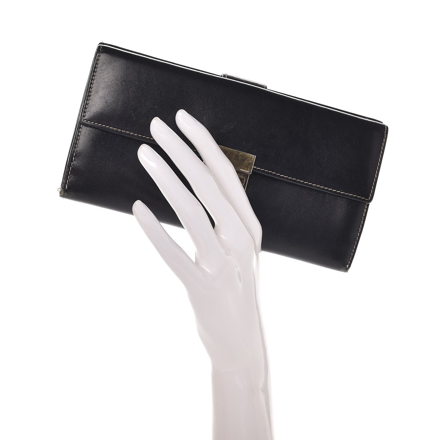 Smooth Calfskin Continental Flap Wallet Black