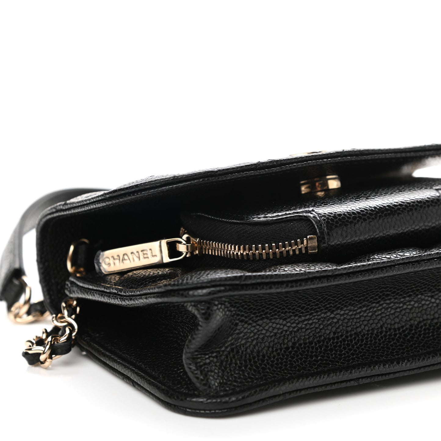 Caviar Quilted Business Affinity Clutch With Chain Black