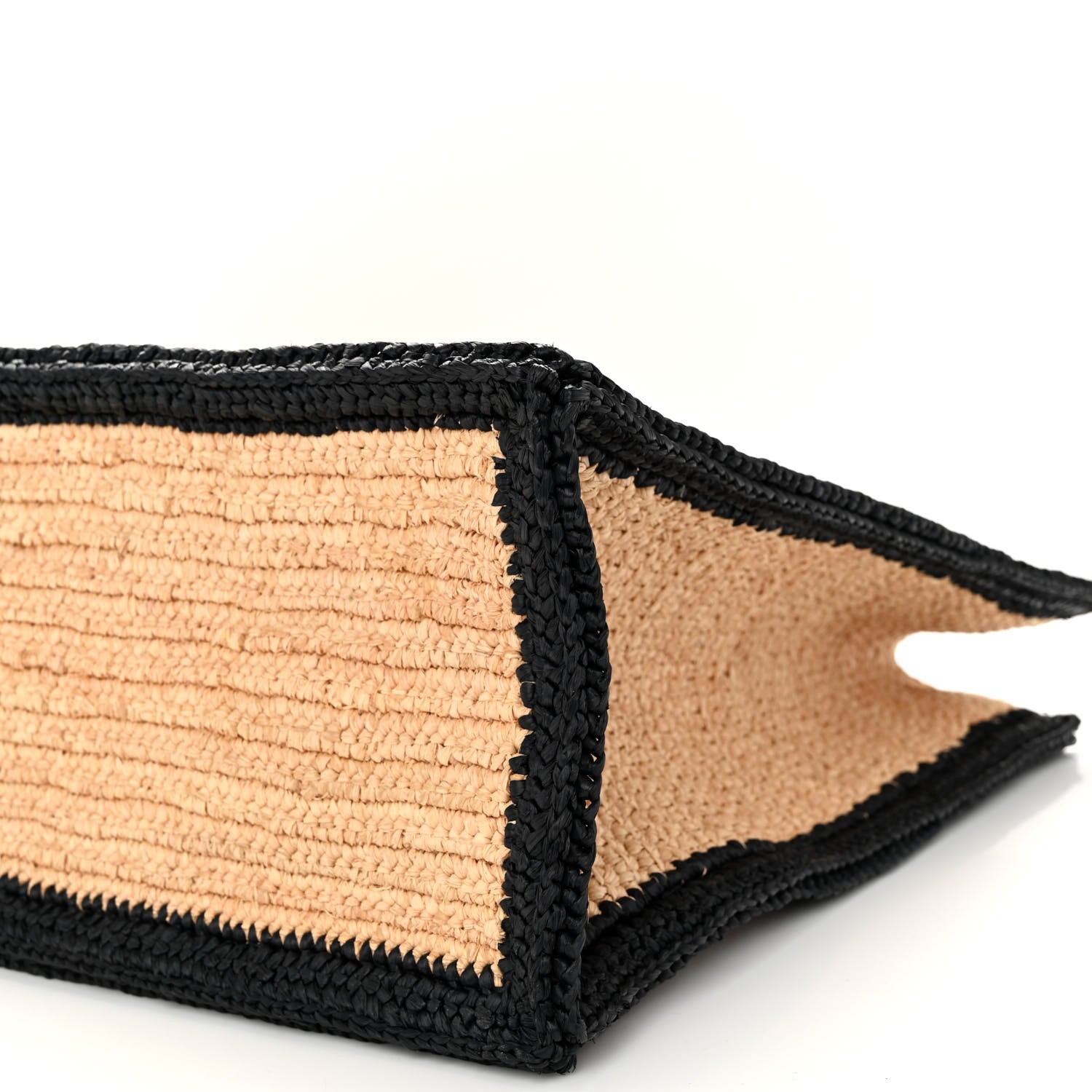 Saint Laurent Raffia Calfskin Rive Gauche Tote Naturale Black 9 of 10
