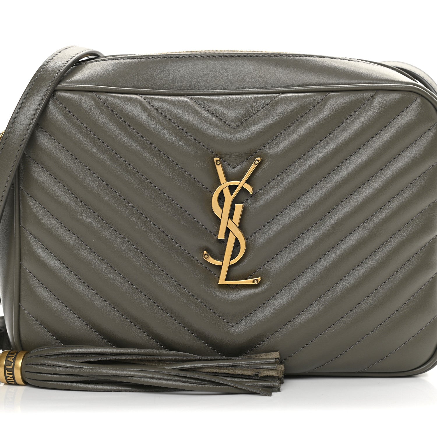 Saint Laurent Calfskin Matelasse Monogram Lou Camera Bag Military Olive 8 of 13