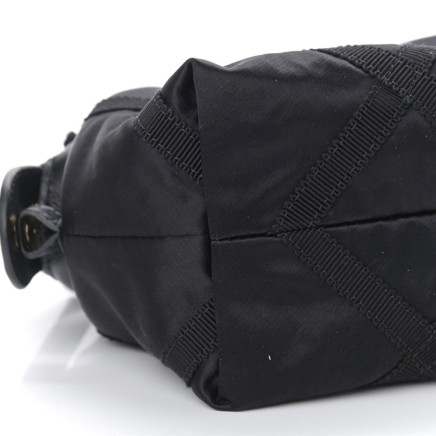 Nylon Grosgrain Quilted Lifestyle Clutch with Chain Black