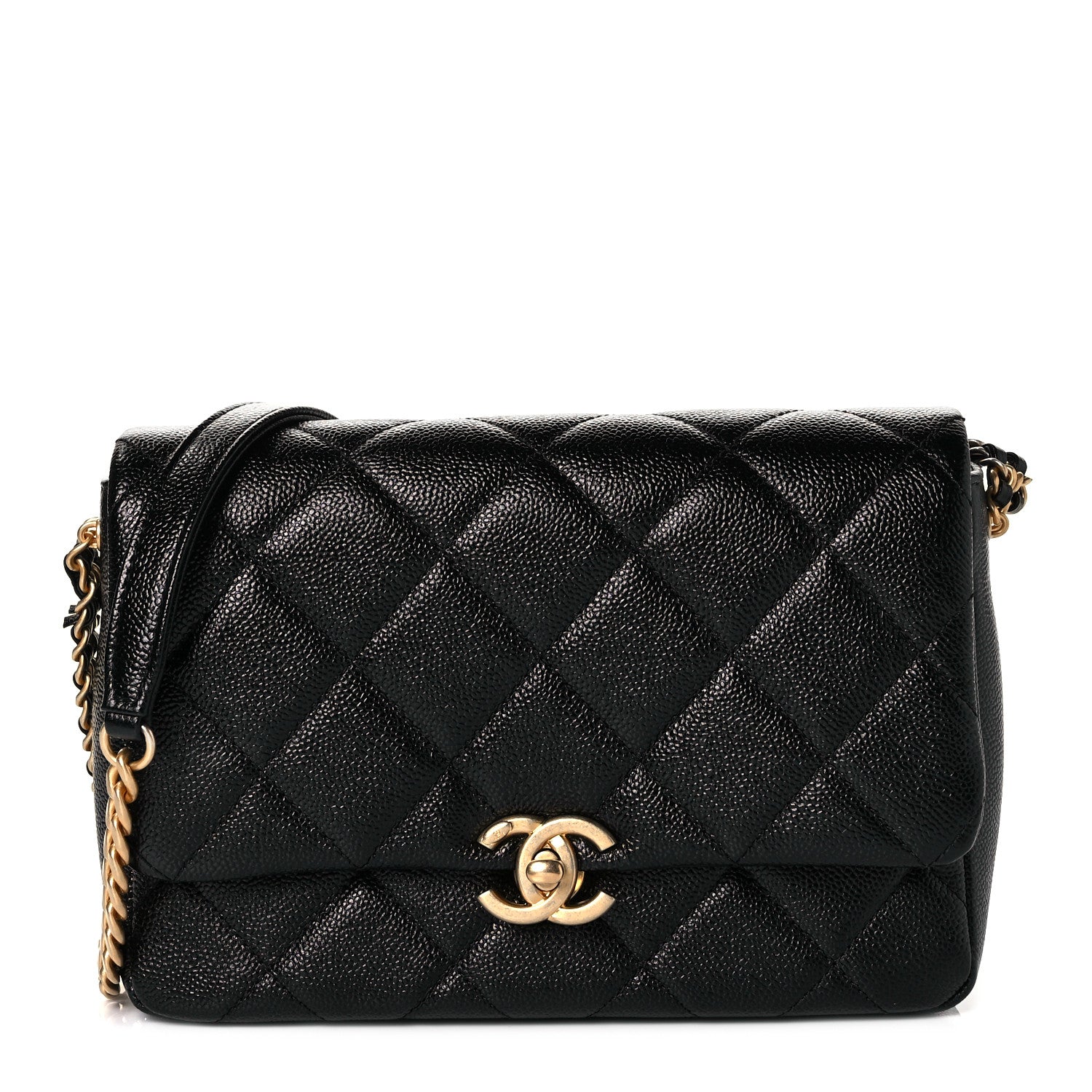 Chanel Shiny Caviar Quilted Small Chain Melody Flap Black 1 of 10