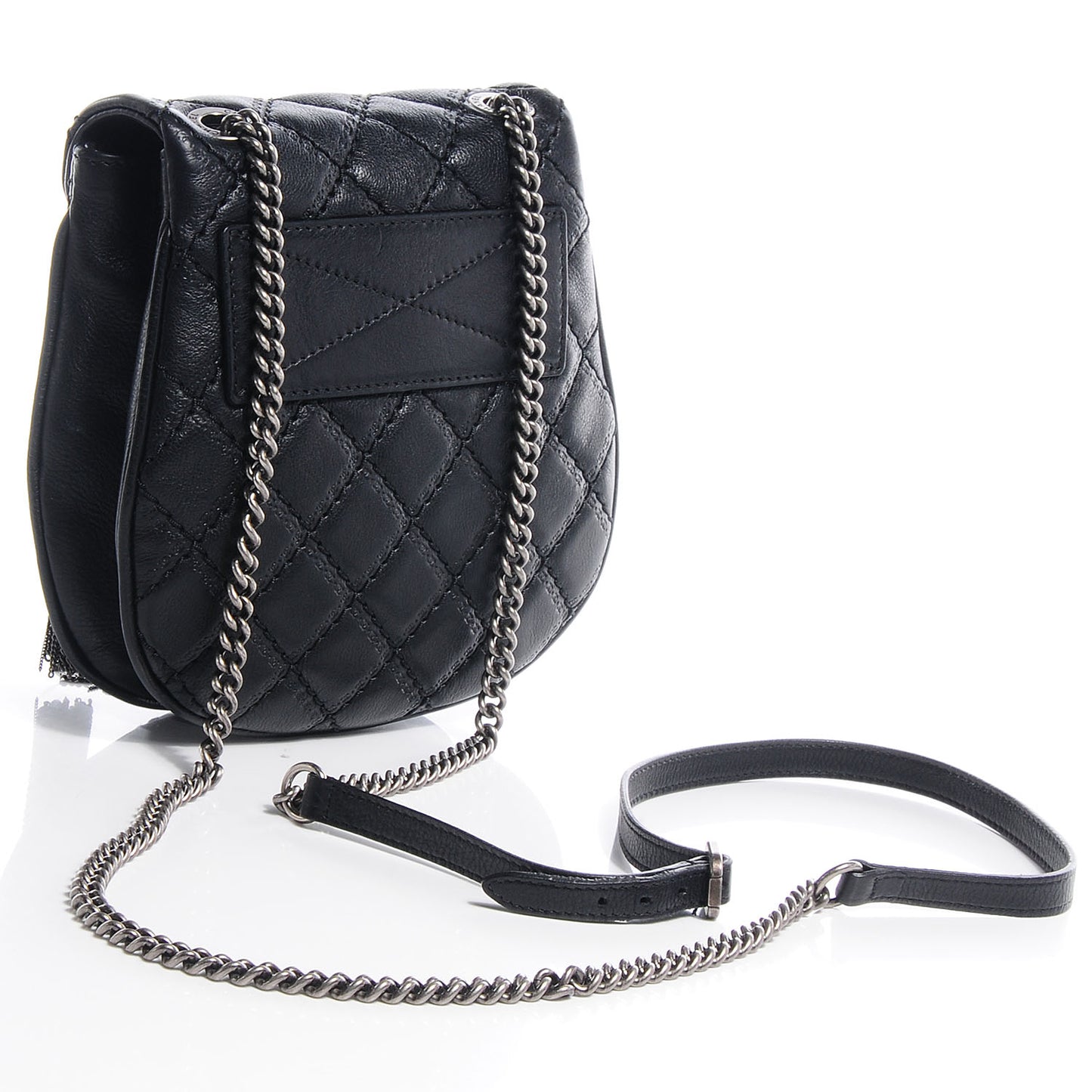 Calfskin Quilted Coco Sporran Small Tassel Flap Black
