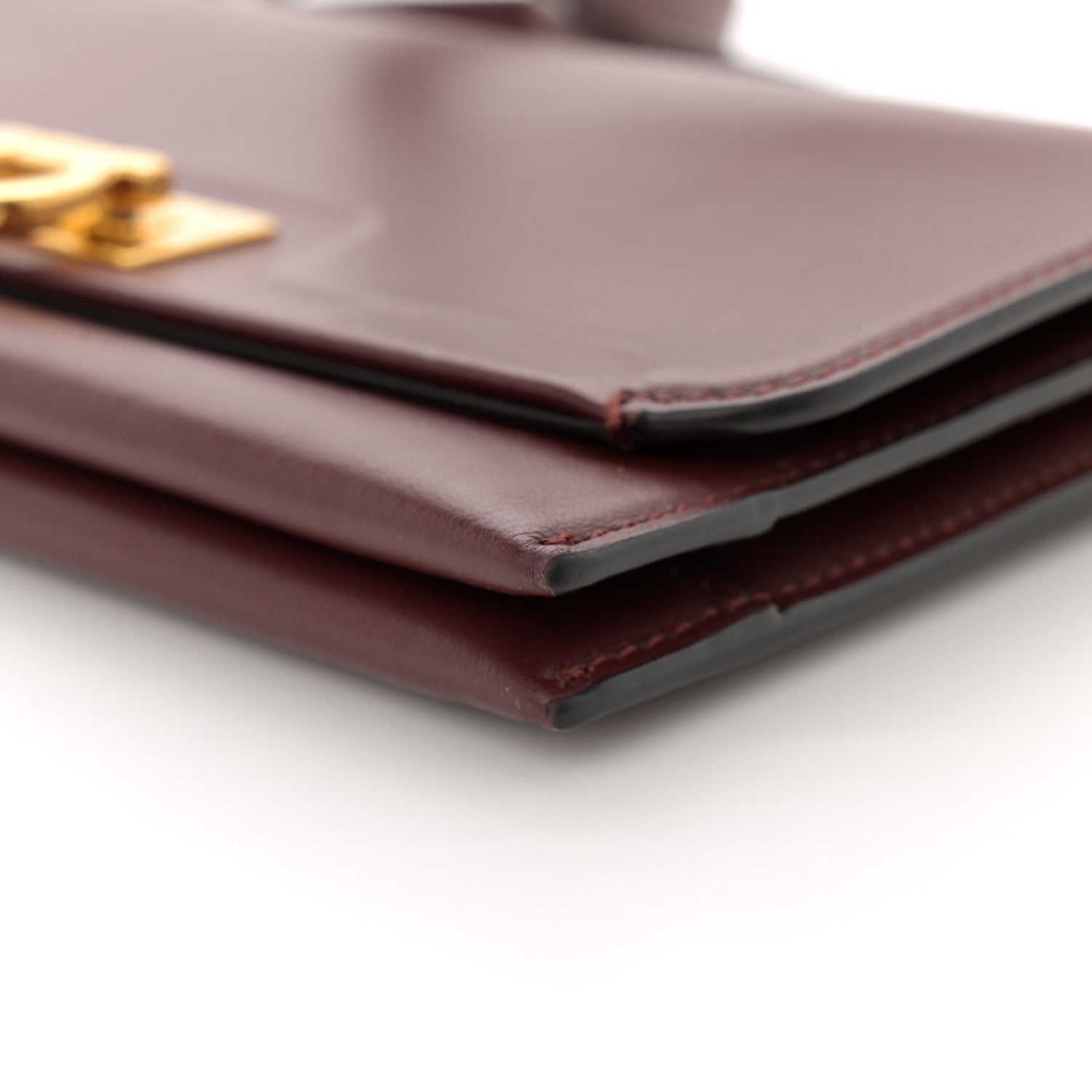 Salvatore Ferragamo Calfskin Trifolio Wallet On Chain Burgundy 11 of 15