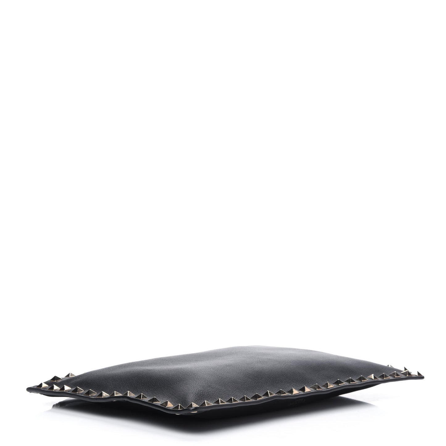 Vitello Large Rockstud Zip Pouch Black