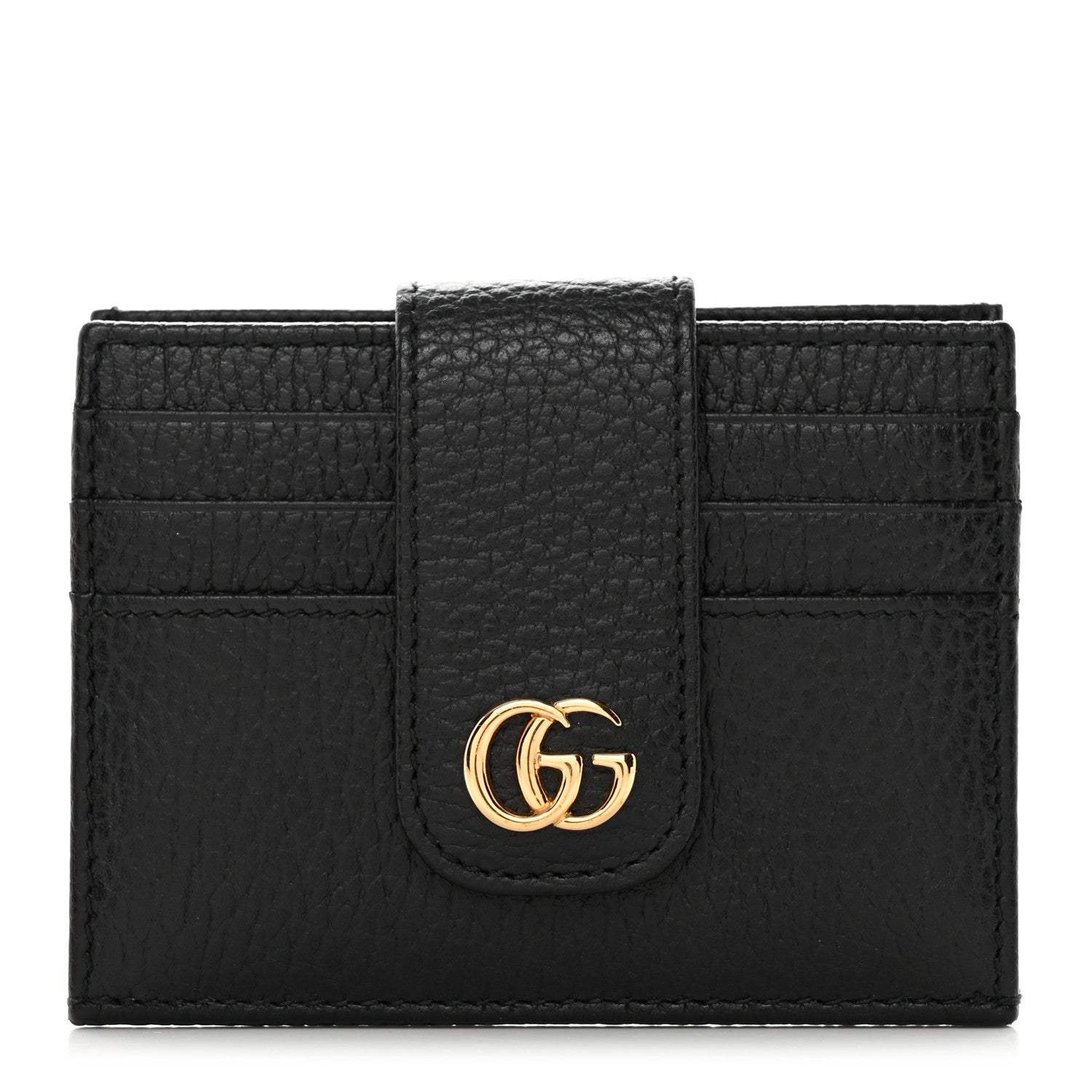 Gucci Pebbled Calfskin GG Marmont Card Case Black 1 of 9