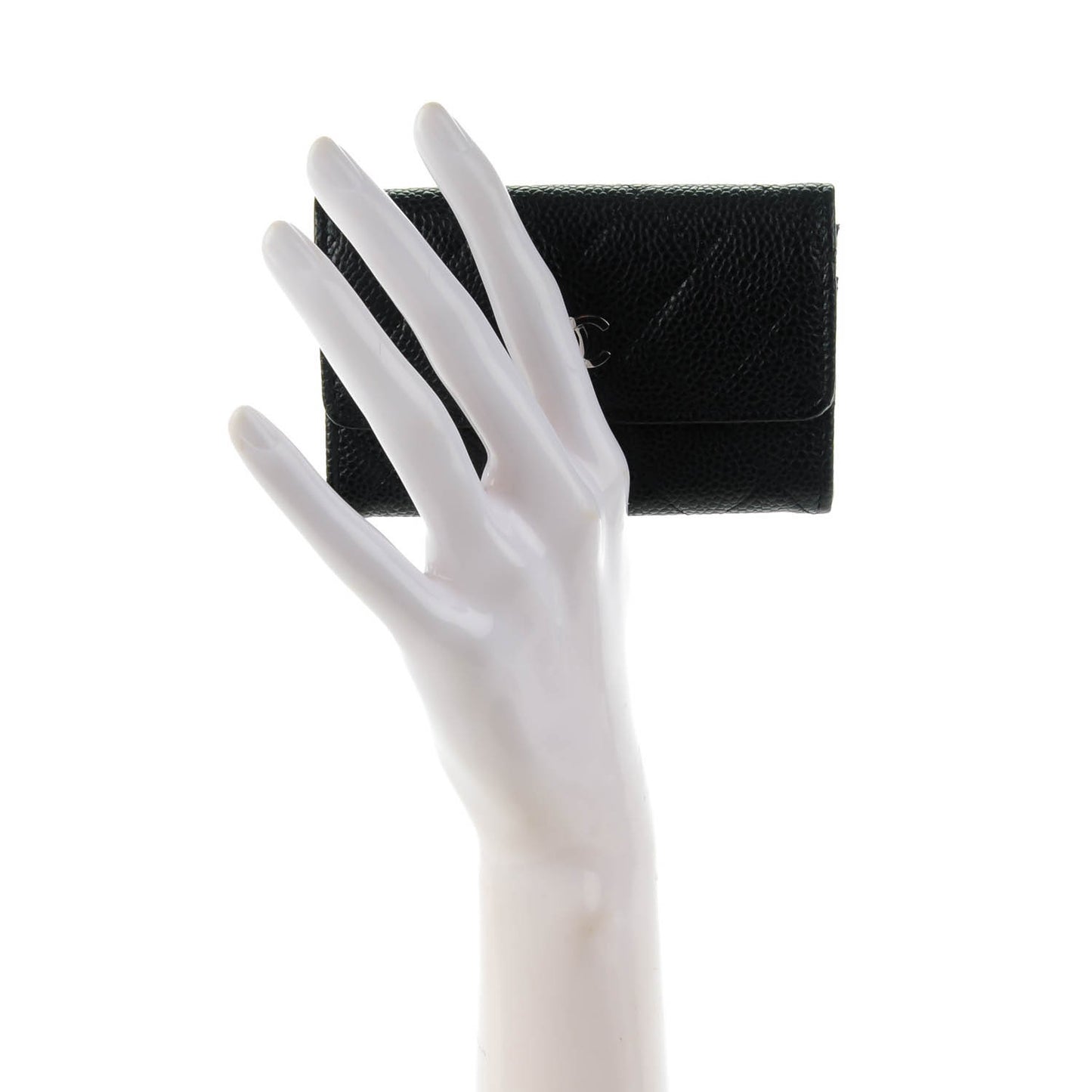 Caviar Quilted Flap Card Holder Black
