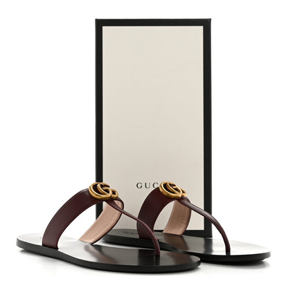 Gucci Calfskin GG Marmont Thong Sandals 40 Vintage Bordeaux 11 of 11