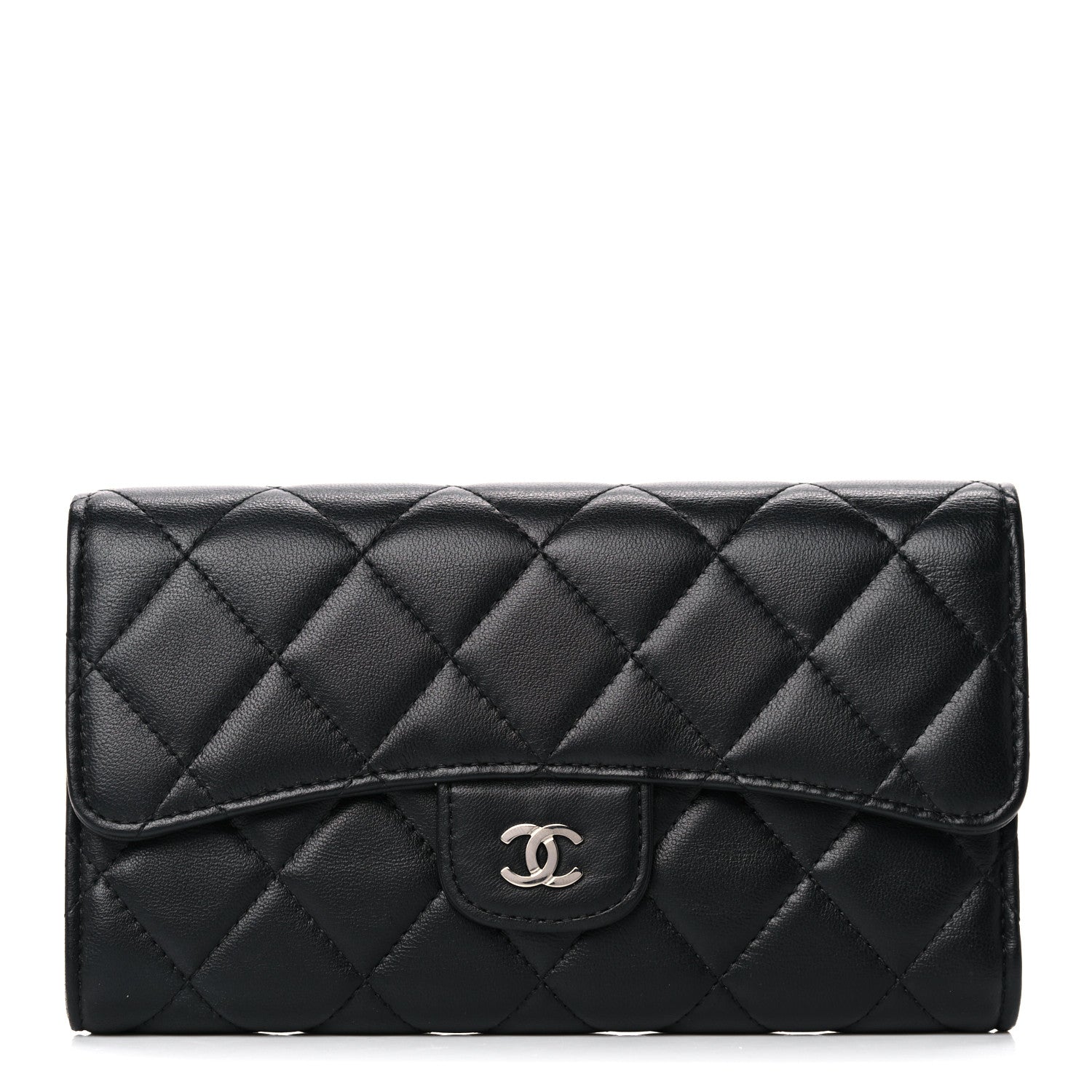 Chanel Lambskin Quilted Large Flap Wallet Black 1 of 13