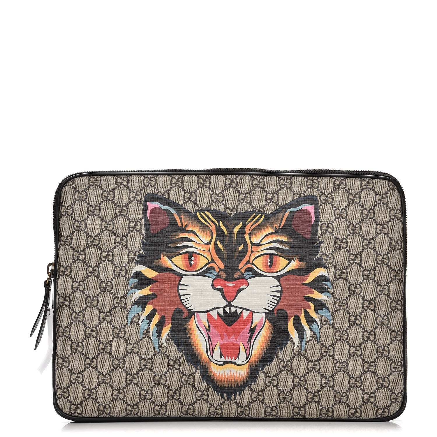 Gucci GG Supreme Monogram Angry Cat Print Laptop Case Beige Ebony 1 of 8