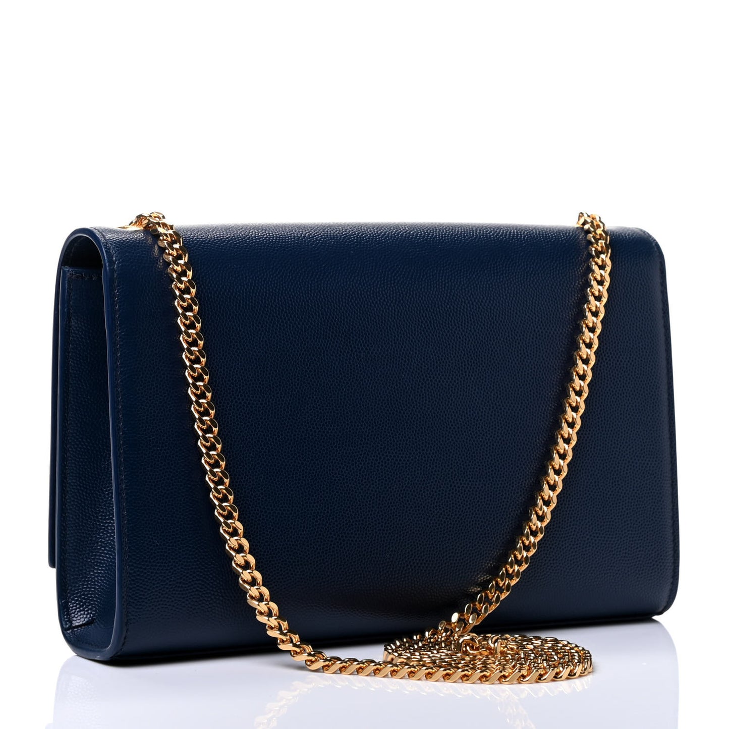 Grain De Poudre Medium Classic Monogram Kate Satchel Denim Blue