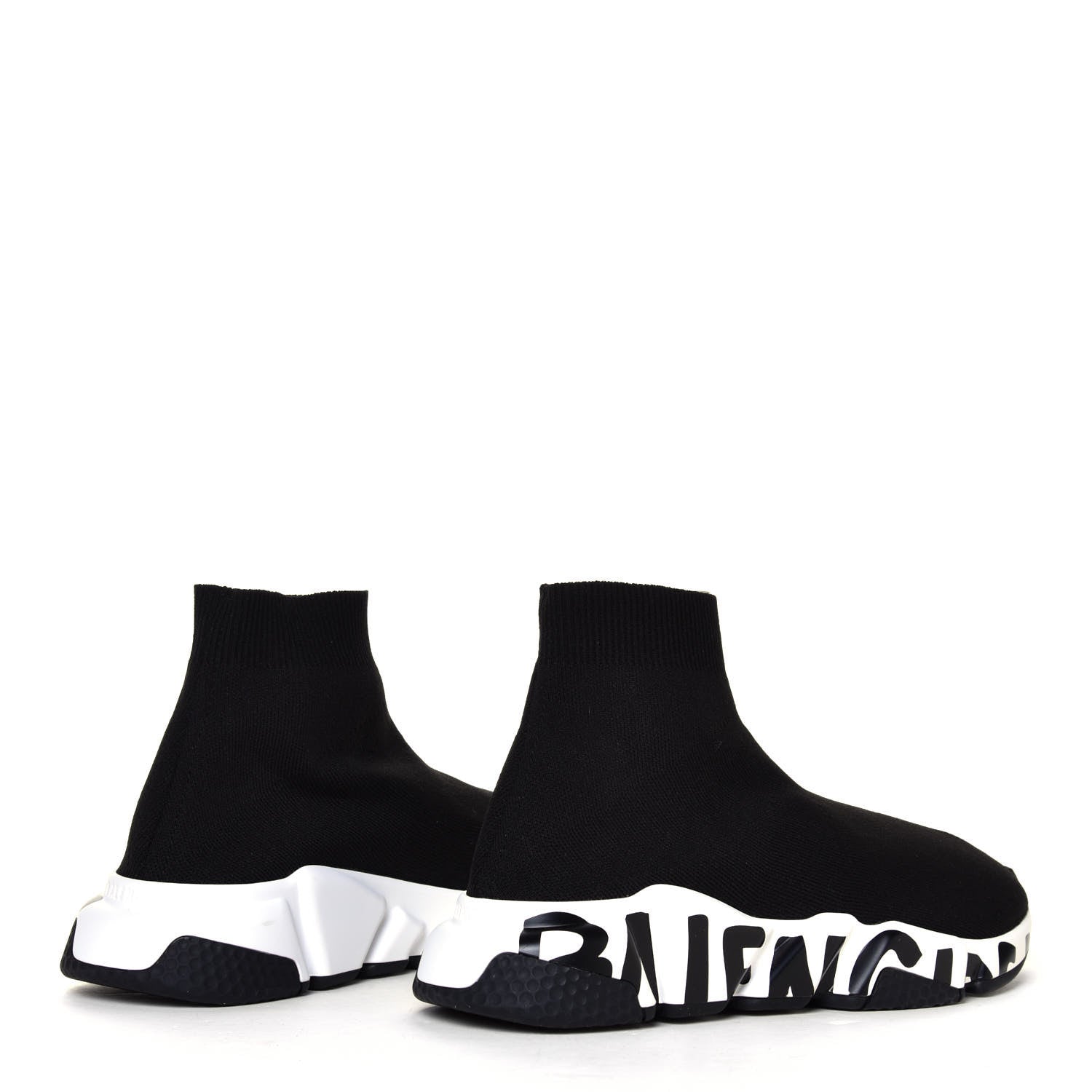 Balenciaga Neoprene Knit Womens Speed Graffiti Sneakers 37 Black White 3 of 6