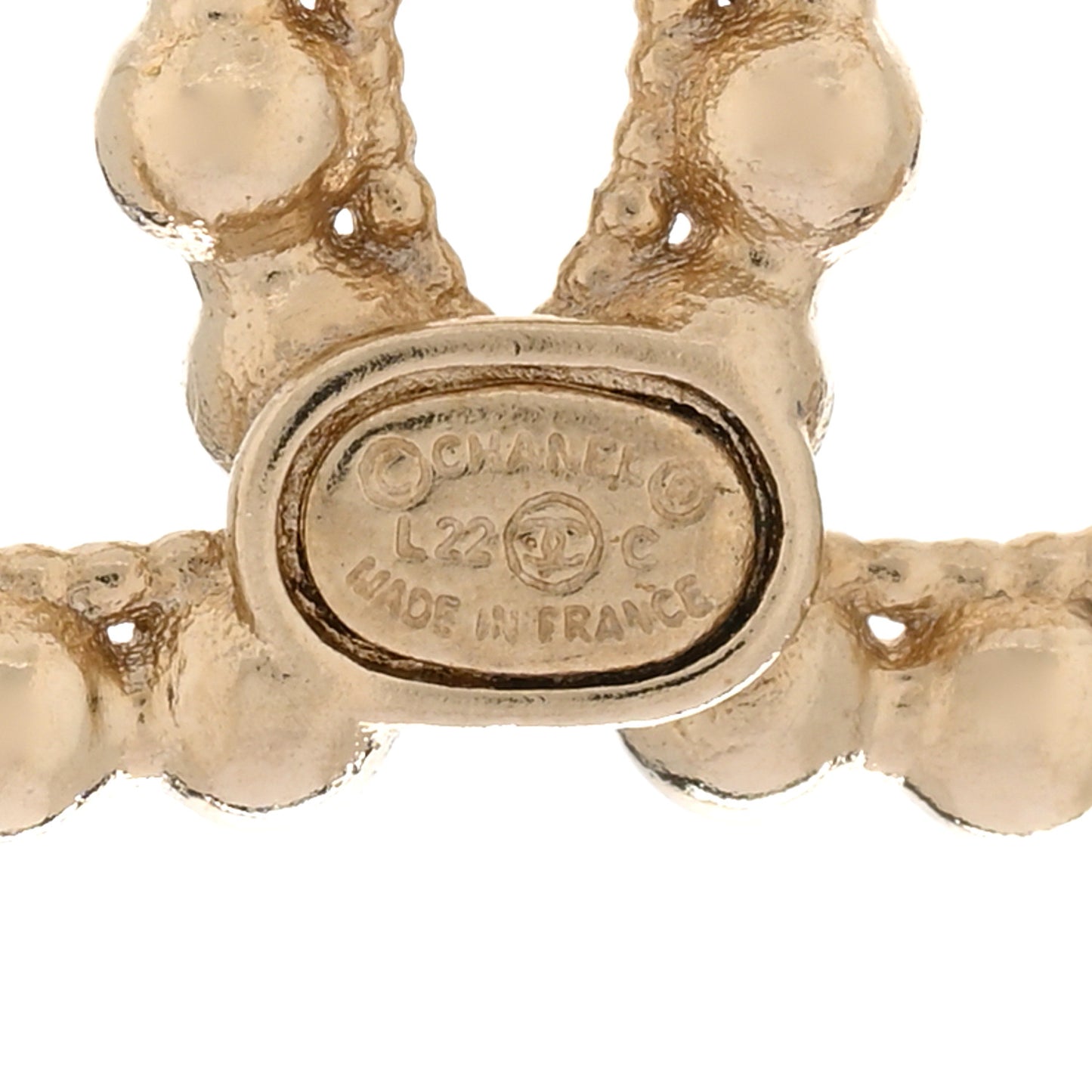 Metal Bead CC Drop Earrings Gold