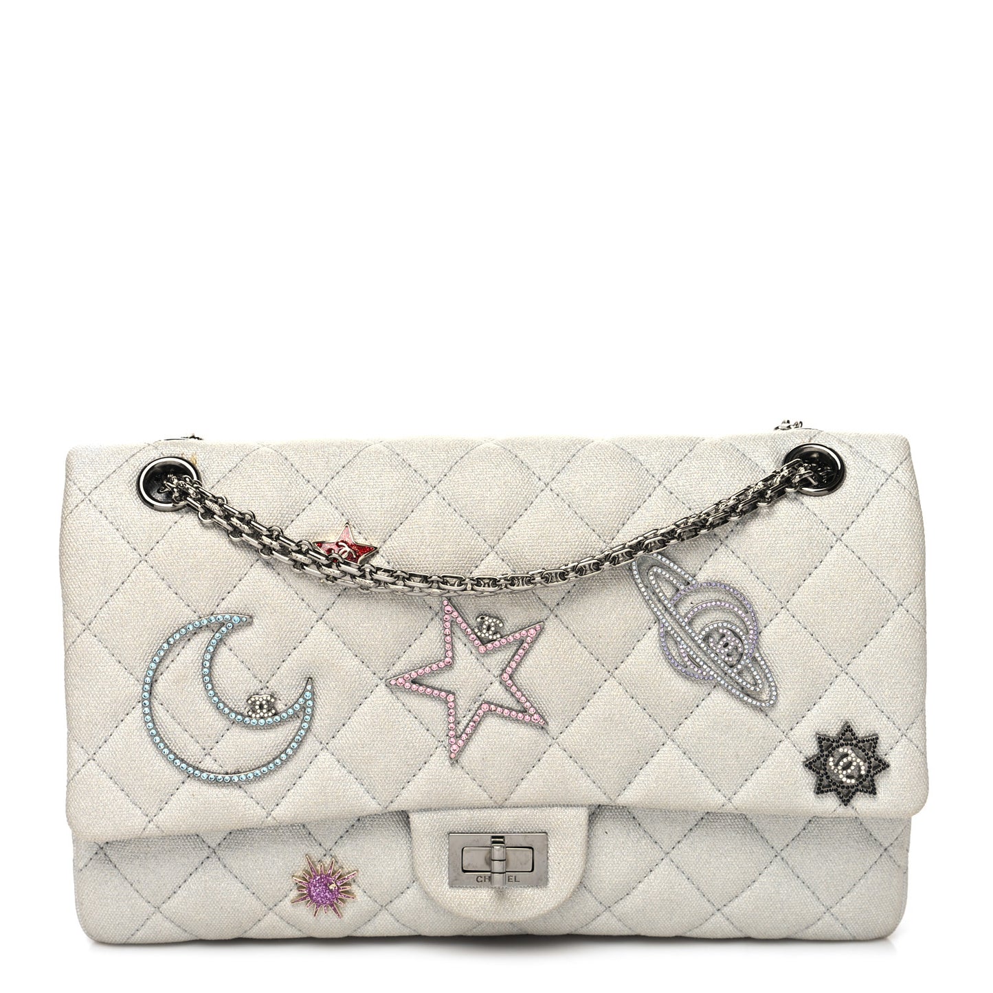 Metallic Canvas Space Charms 2.55 Reissue 226 Flap Silver