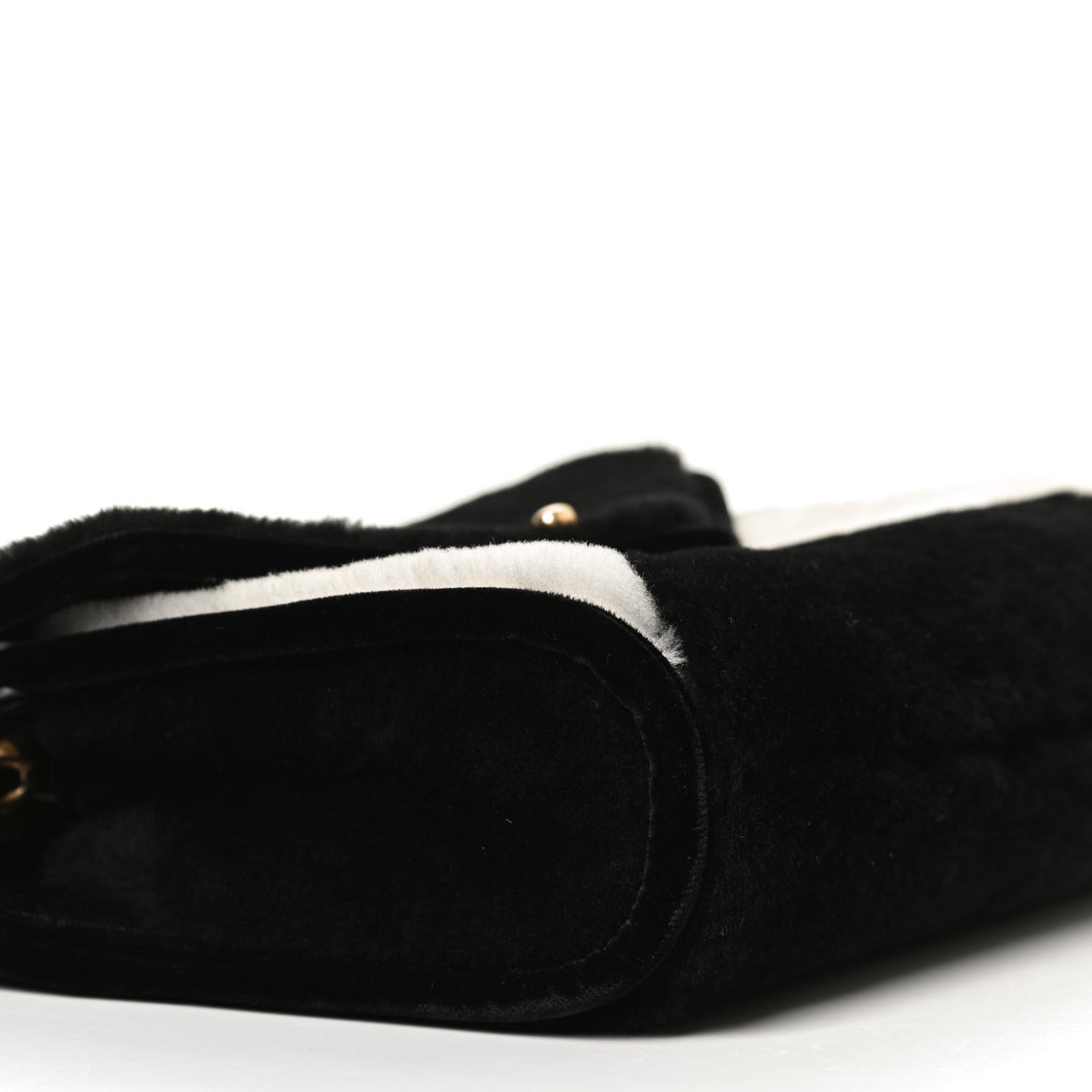 Shearling Checkered Flap Bag Black White