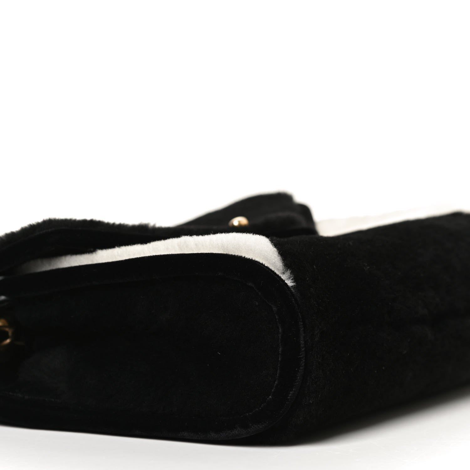 Chanel Shearling Checkered Flap Bag Black White 9 of 11