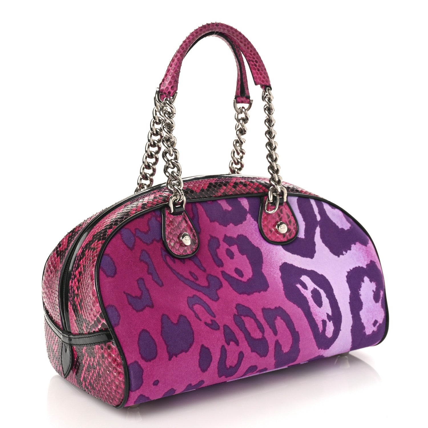 Christian Dior Snakeskin Leopard Gambler Dice Bowler Pink 2 of 8