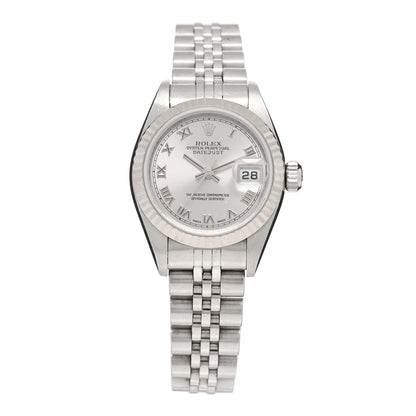 Rolex Stainless Steel 18K White Gold 26mm Oyster Perpetual Datejust Watch Silver Roman 179174 1 of 4