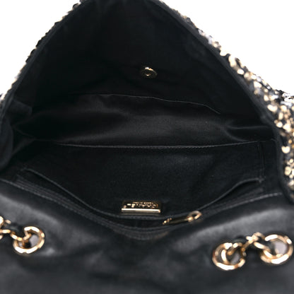 Chanel Sequin Striped Medium Flap Black Gold 5 of 10
