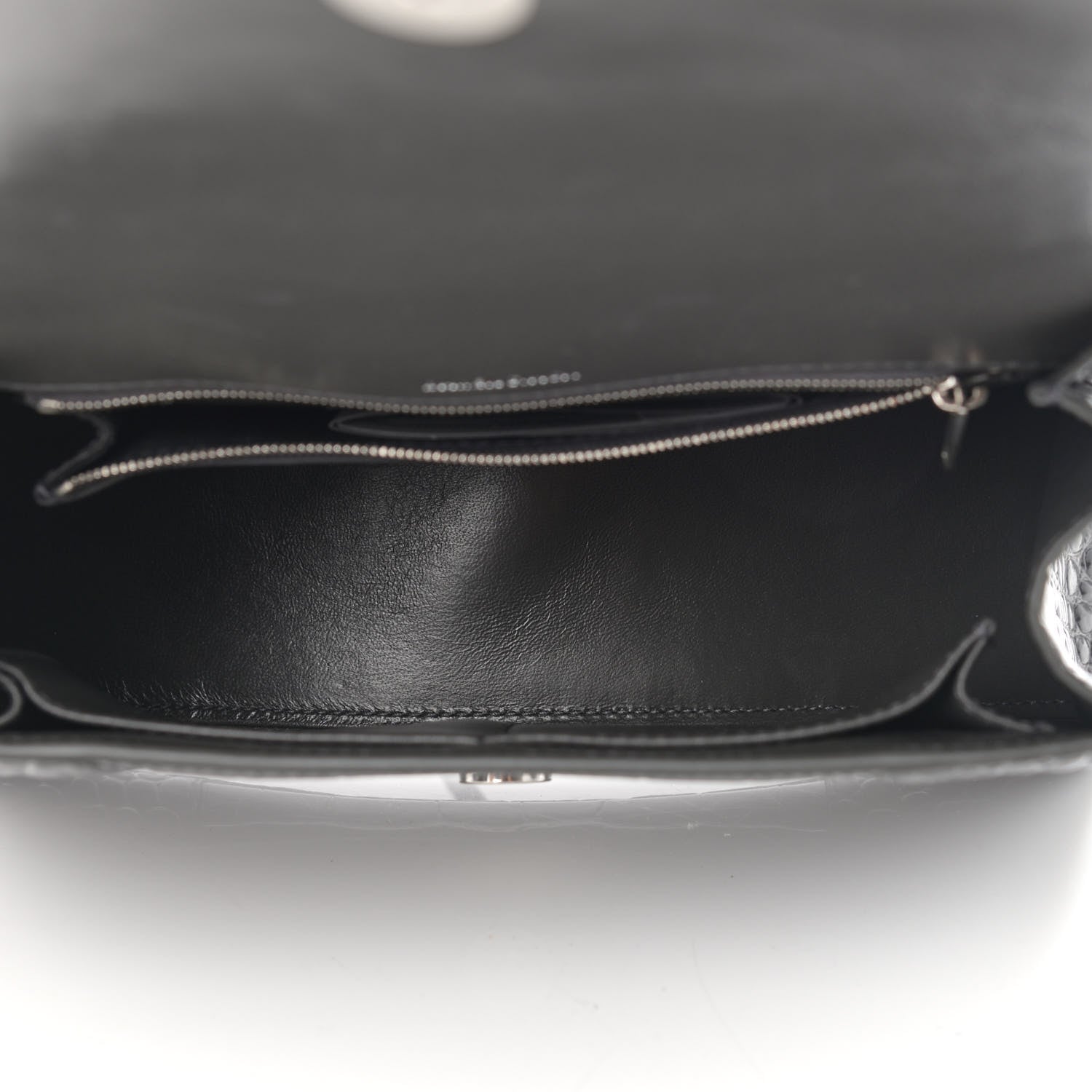 Balenciaga Shiny Calfskin Crocodile Embossed Medium Hourglass Top Handle Bag Dark Grey 5 of 11