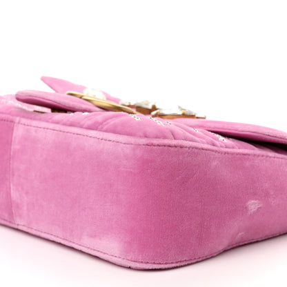 Gucci Velvet Matelasse Marquise Crystals Embroidered Small GG Marmont Shoulder Bag Malva 12 of 12