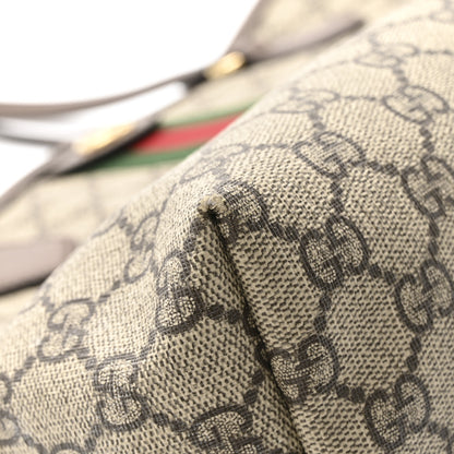 Gucci GG Supreme Monogram Textured Calfskin Web Medium Ophidia Shopping Tote Beige Ebony New Acero 11 of 12