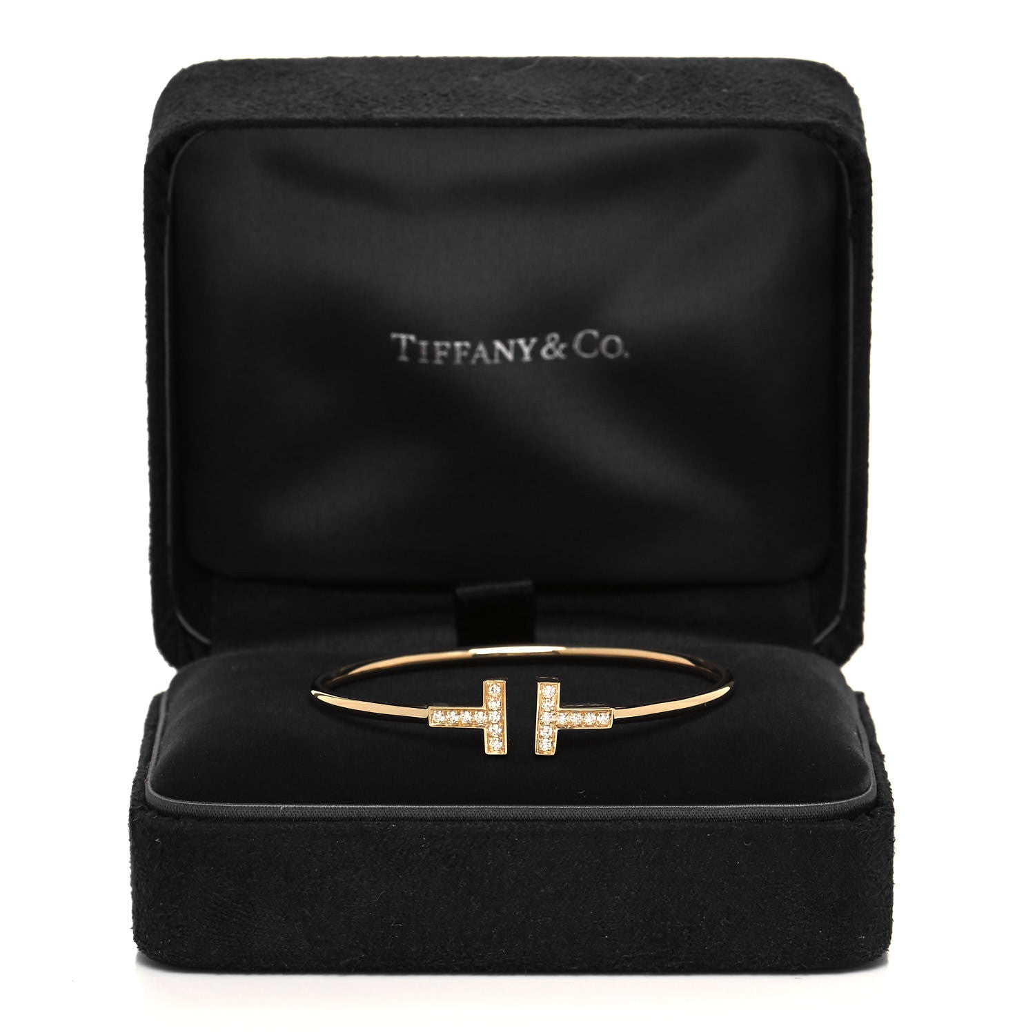 Tiffany 18K Yellow Gold Diamond T Wire Bracelet 5 of 5