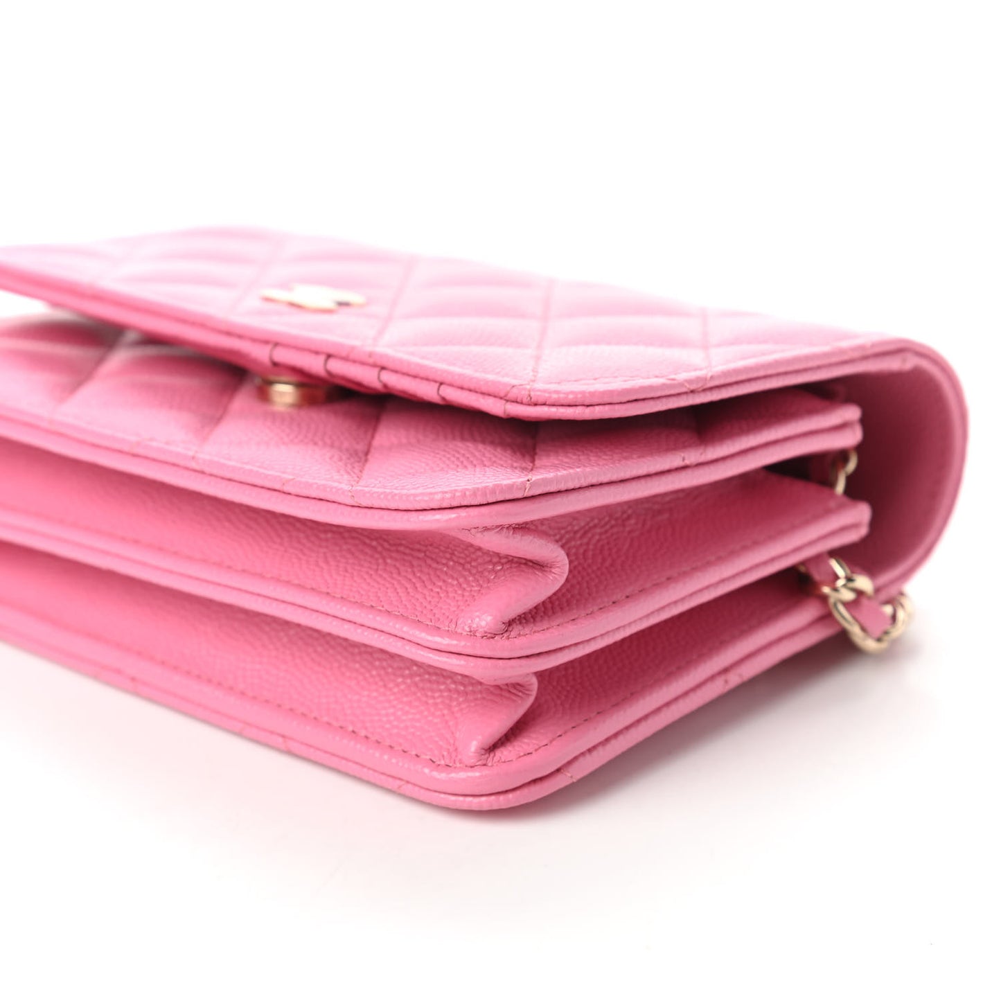 Caviar Quilted Mini Wallet On Chain WOC Pink