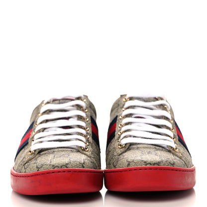Gucci GG Supreme Monogram Ayers Mens New Ace Low-Top Sneaker 36 Beige Red 2 of 8