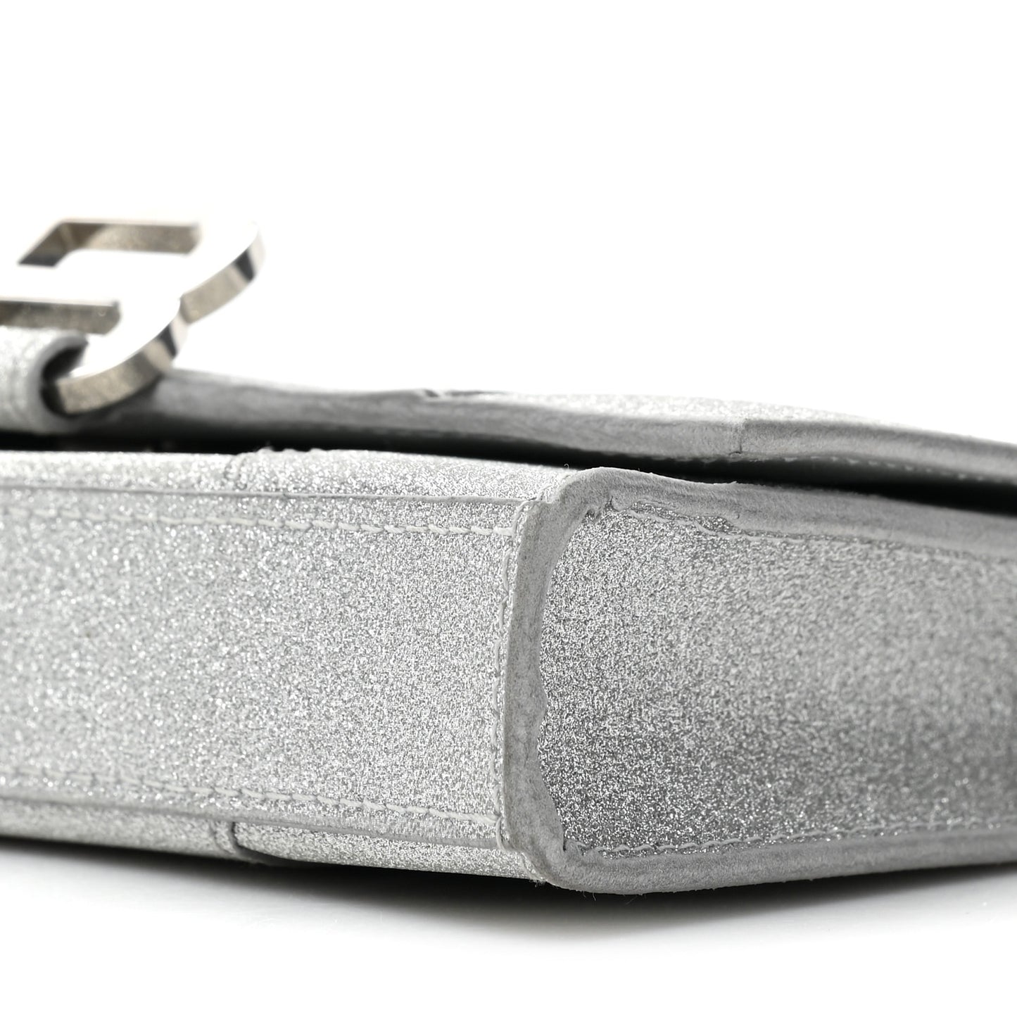 Sparkling Fabric XS Hourglass Wallet On Chain Silver