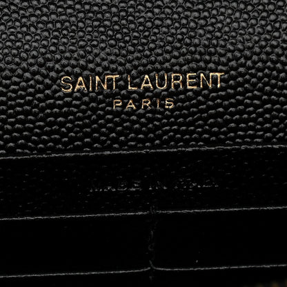 Saint Laurent Grain De Poudre Matelasse Chevron Monogram Chain Wallet Black 6 of 9