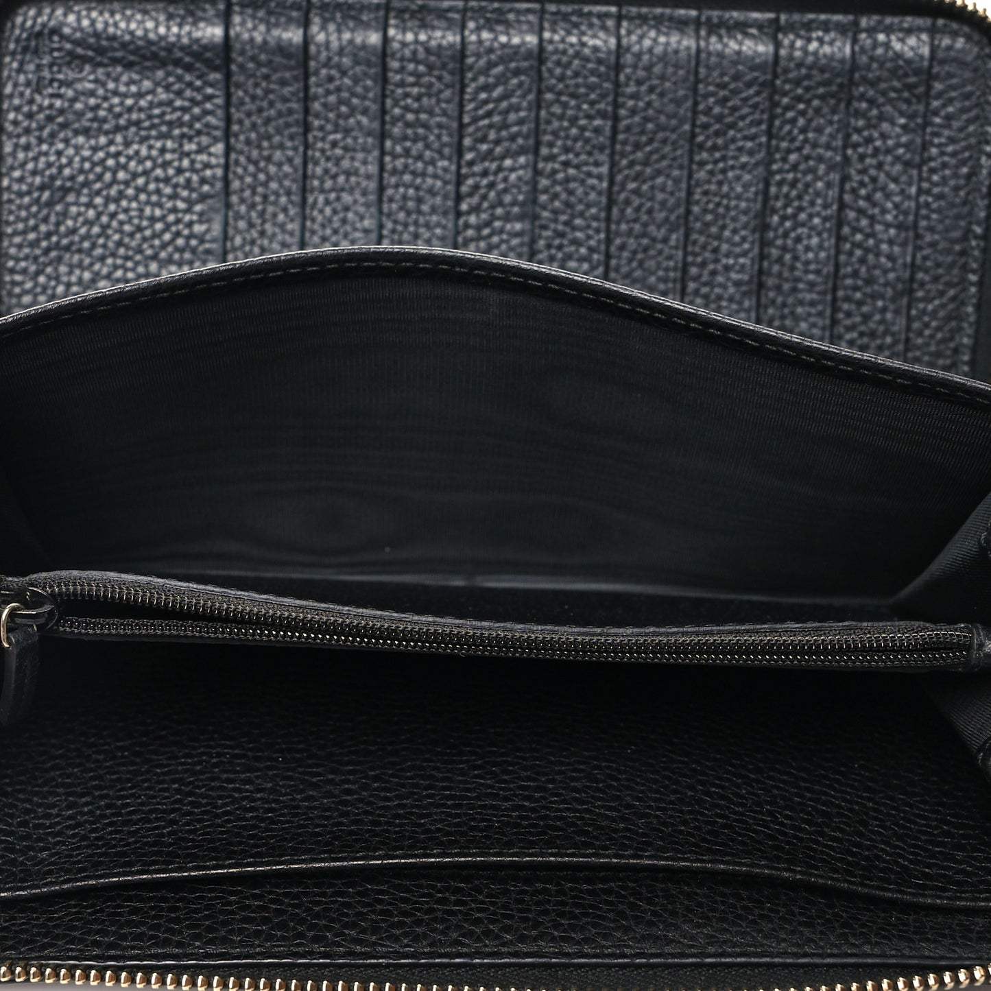 Pebbled Calfskin Soho Zip Around Organizer Wallet Black