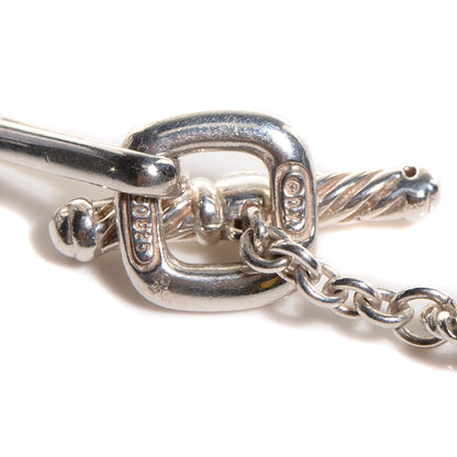 David Yurman Sterling Silver 18K Gold Pearl Pave Diamond Cable Link Necklace 4 of 6
