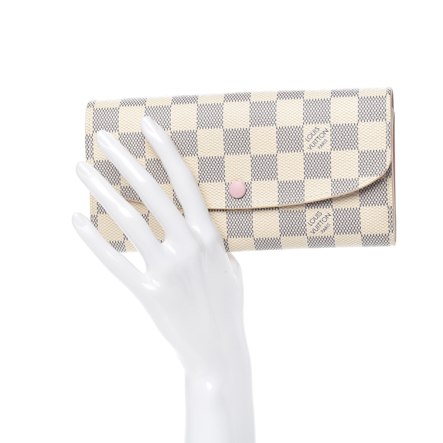 Louis Vuitton Damier Azur Emilie Wallet Rose Ballerine 2 of 9
