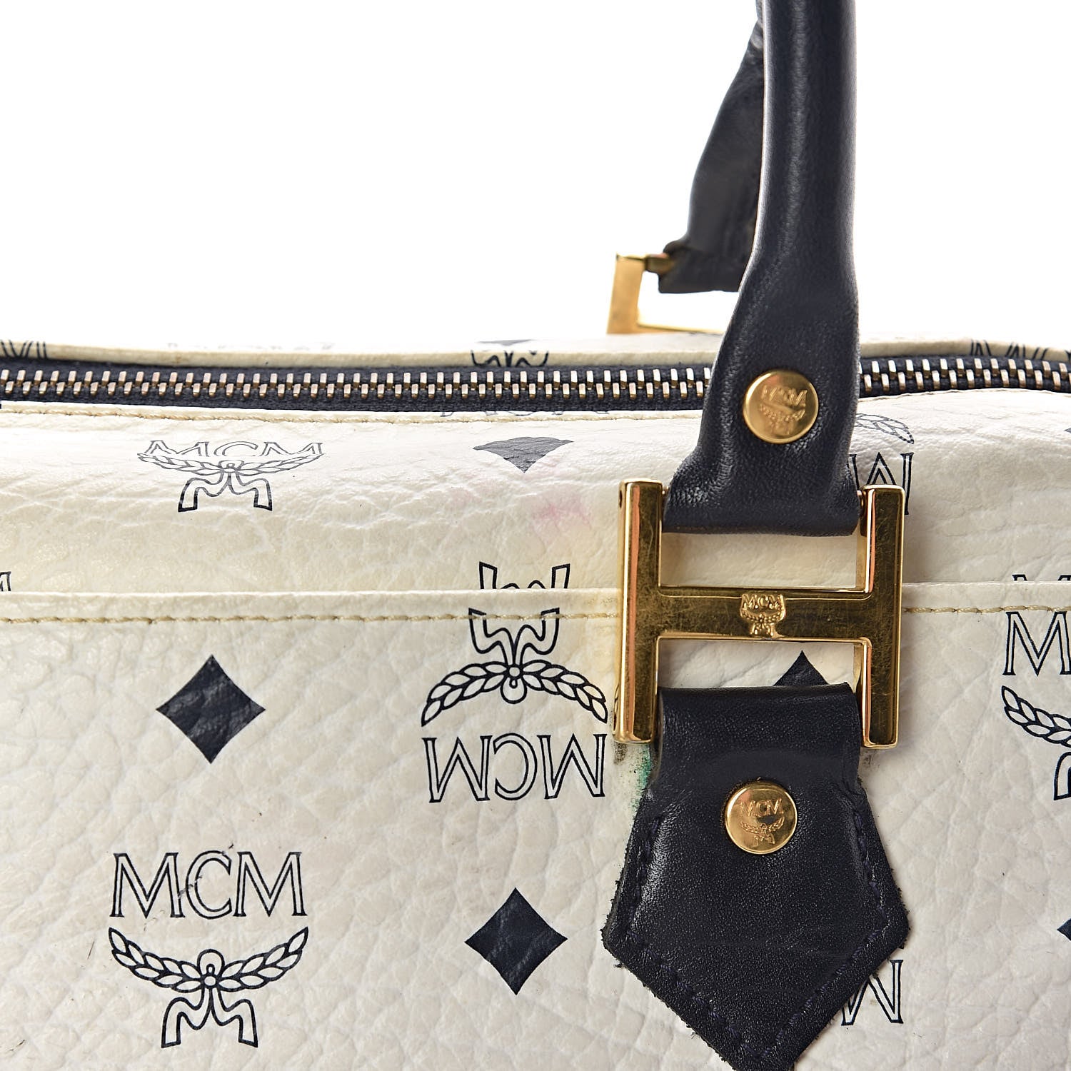 MCM Visetos Boston Satchel White 8 of 12