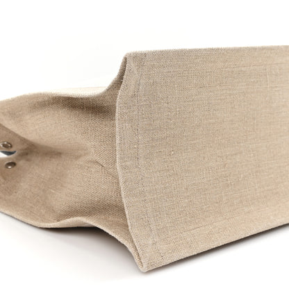 Saint Laurent Linen Calfskin Small Rive Gauche Tote Greggio Natural 8 of 10