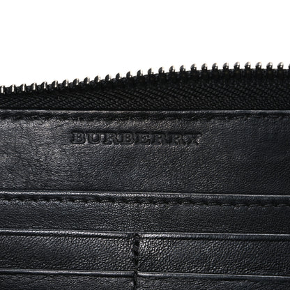 Burberry Grainy Calfskin Check Embossed Zip Around Wallet Black 6 of 6